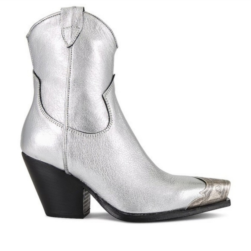Free People Brayden Western Boots Metallic Leather